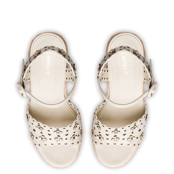 Jasmine Wedge In Ivory Leather