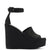 Larroudé x Jennifer Fisher Wedge Sandal In Black Raffia