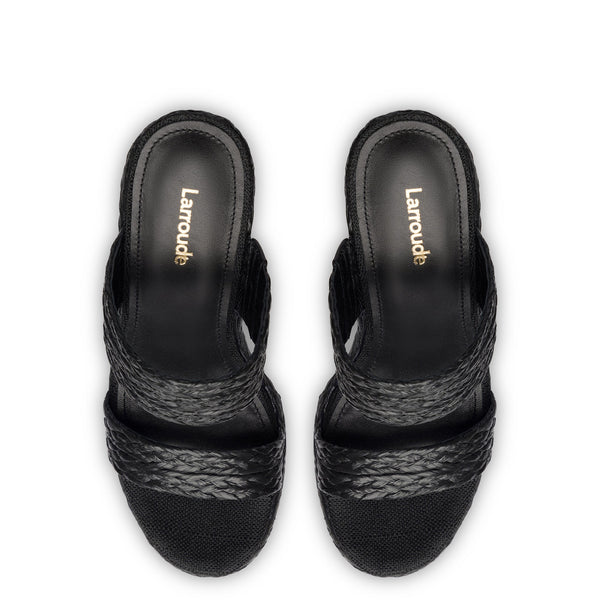 Pamela Wedge In Black Raffia