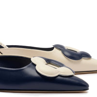 Flora Pump In Navy and Ivory Leather