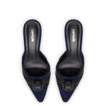 Mini Valerie Pump In Navy Suede and Black Leather