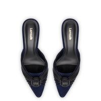 Mini Valerie Pump In Navy Suede and Black Leather