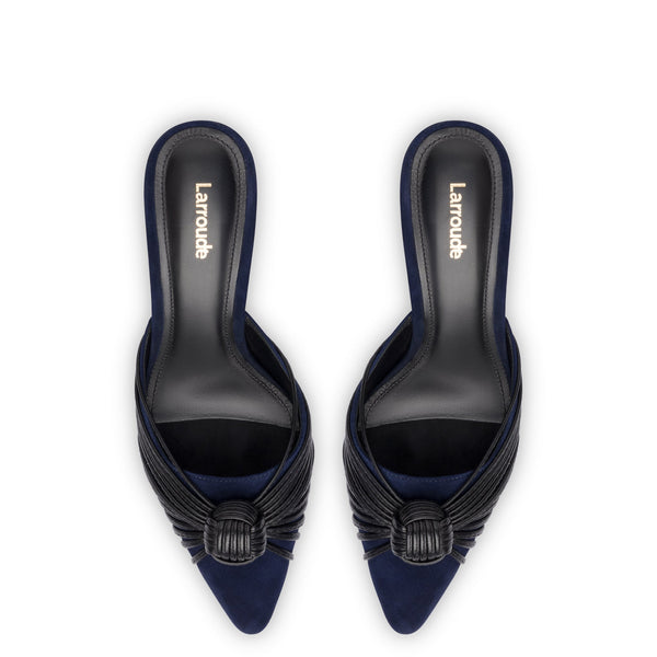 Mini Valerie Pump In Navy Suede and Black Leather