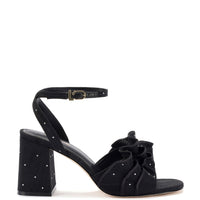 Selena Ruffle Sandal In Black Fabric and Crystals