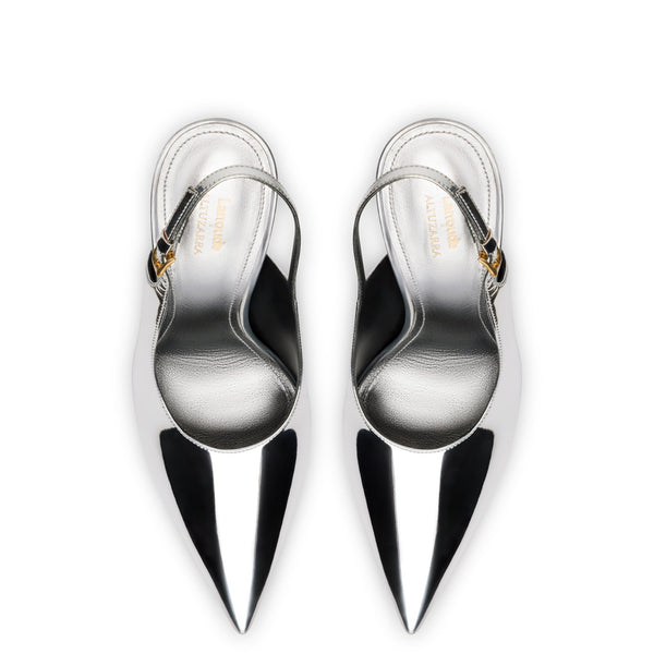 Larroudé x Altuzarra Pump In Silver Specchio