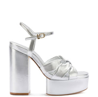 Vivienne Platform Sandal In Silver Metallic Leather