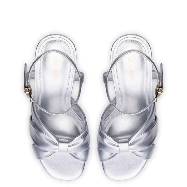 Vivienne Platform Sandal In Silver Metallic Leather