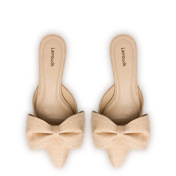 Elle Flat Mule In Beige Raffia