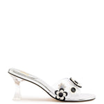 Larroudé x Gabriela Noelle: Garden Mule In Silver Specchio and Black and White Acrylic