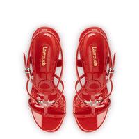 Hana Sandal In Scarlet Patent Leather