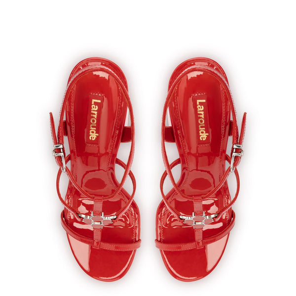 Hana Sandal In Scarlet Patent Leather