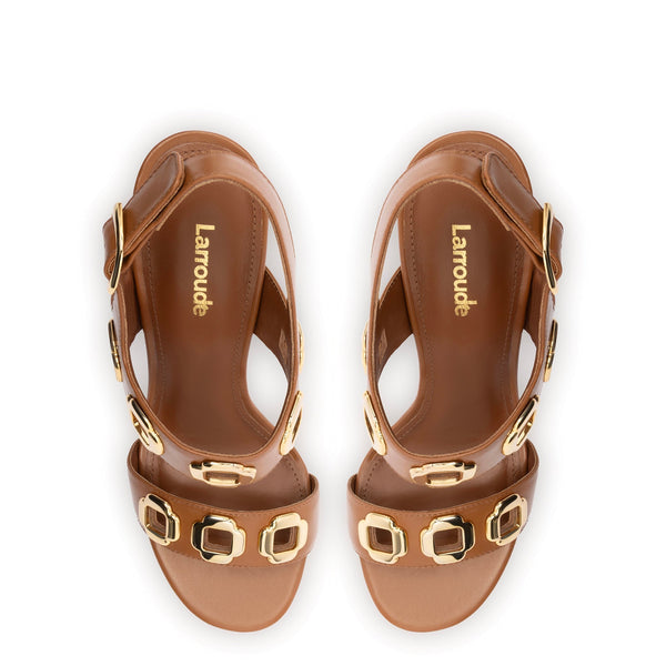 Milan Hi Sandal In Caramel Leather