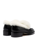 Bobbie Loafer In Black Leather and Natural Shearling