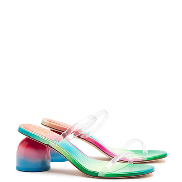 Larroudé x Gabriela Noelle: Dew Drop Mule In Rainbow Patent Leather