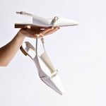 Ines Flat In White Patent Leather