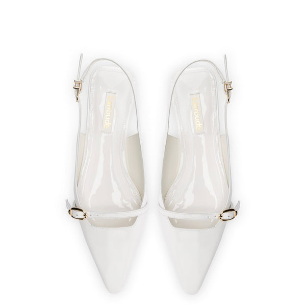 Ines Flat In White Patent Leather