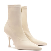 Mini Georgia Boot In Off White Stretch Leather