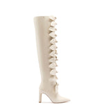 Larroudé for Jonathan Cohen: Tie Boot In Ivory Leather