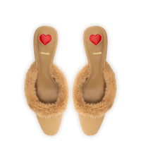 Amal Faux Fur Mule In Peanut Suede