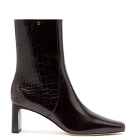 Alexis Bootie In Dark Croco Embroided Leather