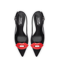 Larroudé x Libertine Lips Pump Lo In Black Fabric