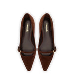 Irene Flat In Brown Suede