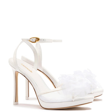 Salma Platform Sandal In White Satin