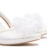 Salma Platform Sandal In White Satin