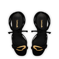 Verona Strappy Sandal In Black Suede