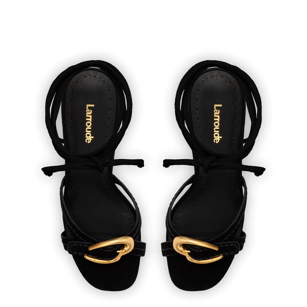 Verona Strappy Sandal In Black Suede