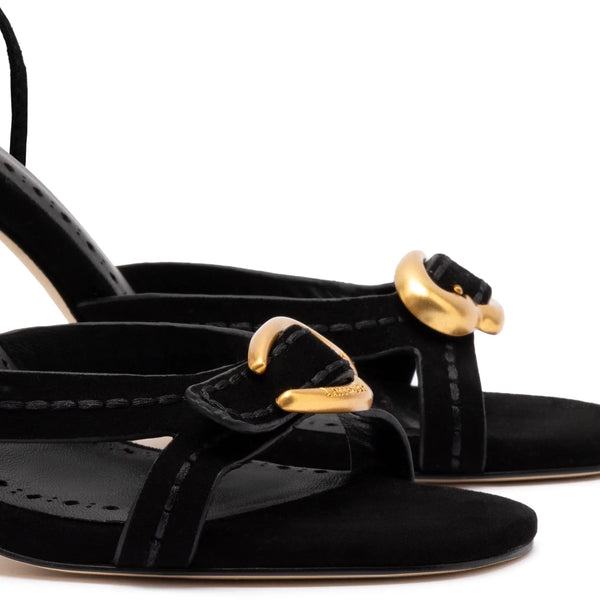 Verona Strappy Sandal In Black Suede