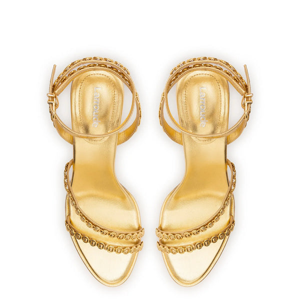 Milanina Mini Sandal In Gold Metallic Leather