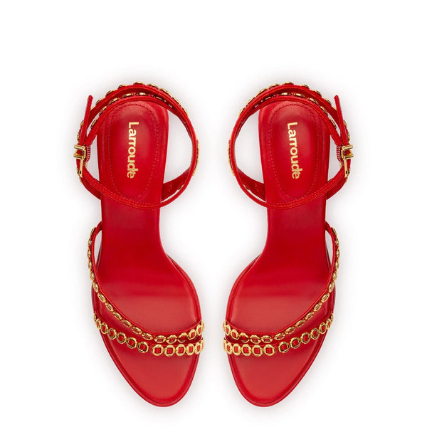 Milanina Mini Sandal In Scarlet Leather