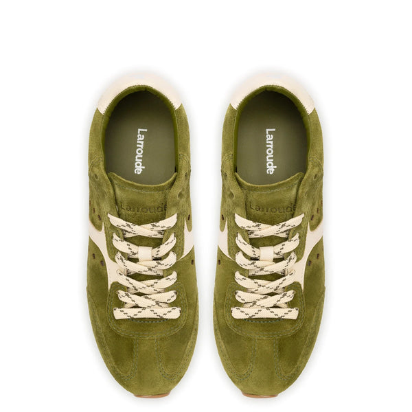 Stella Sneaker In Seaweed Suede and Ivory Leather