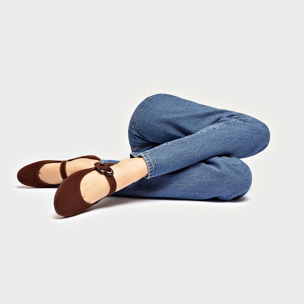 Verona Ballet Flat In Brown Suede