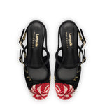 Larroudé x Markarian Pump In Black Wool and Floral Embroidery