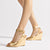 Deena By Larroudé Wedge Sandal In Gold Metallic Leather