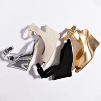 Deena By Larroudé Wedge Sandal In Gold Metallic Leather