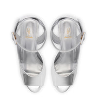 Deena By Larroudé Wedge Sandal In Silver Specchio