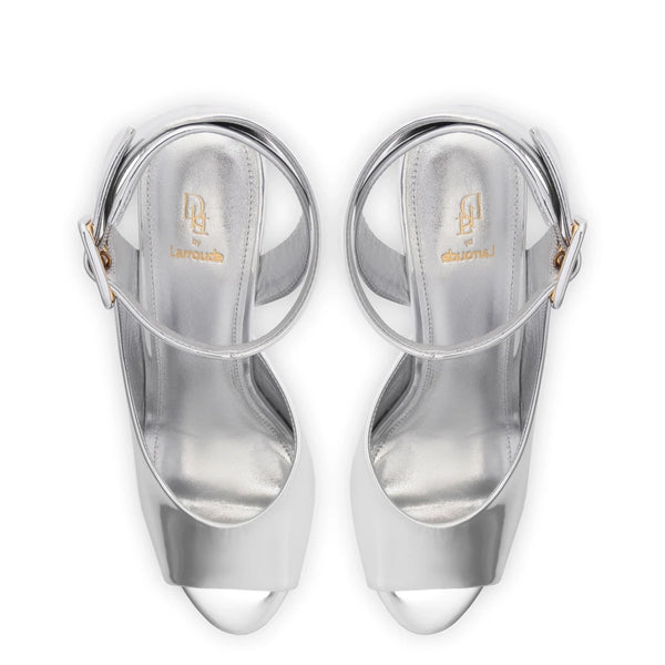 Deena By Larroudé Wedge Sandal In Silver Specchio