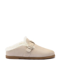 Milan Fur Clog In Mushroom Grey Suede