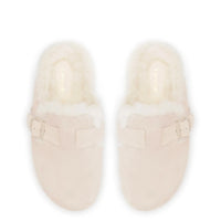 Milan Fur Clog In Mushroom Grey Suede