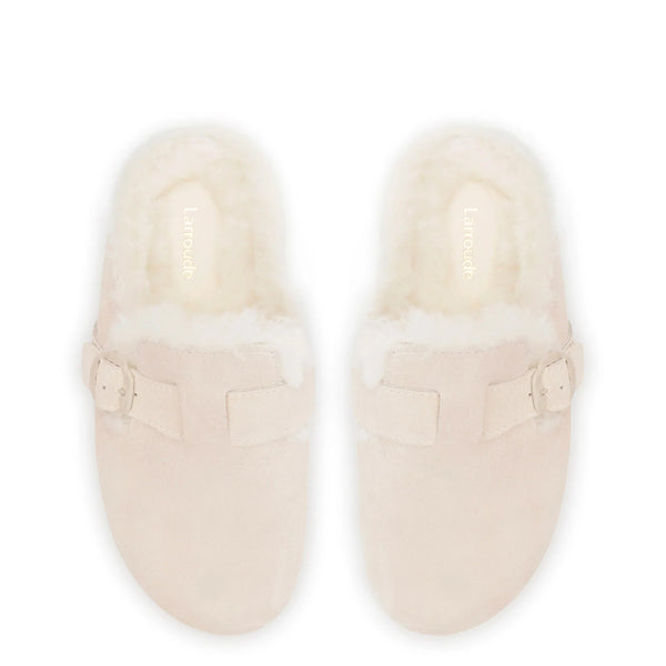 Milan Fur Clog In Mushroom Grey Suede