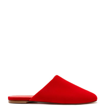 Venice Flat Mule and Pouch Kit In Scarlet Suede