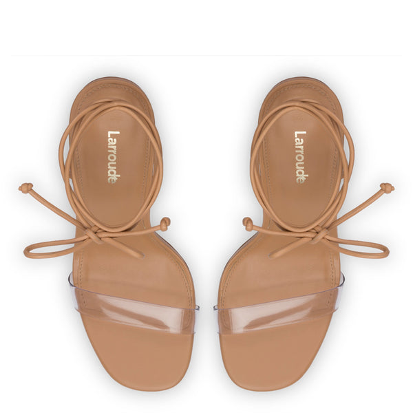 Gloria Sandal In Tan Leather and Vinyl