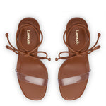 Gloria Sandal In Caramel Leather and Vinyl