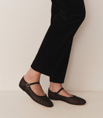 MARY JANE SLIPPER -- BLACK MESH DOT