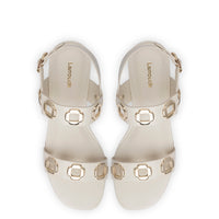 Milan Flat Sandal In Ivory Leather