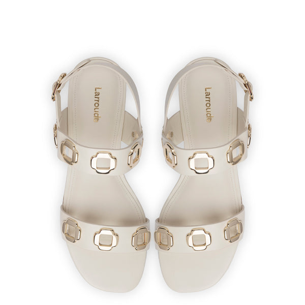 Milan Flat Sandal In Ivory Leather