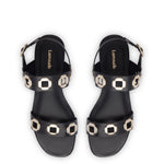 Milan Flat Sandal In Black Leather